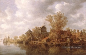 Village à la rivière Jan van Goyen Peinture à l'huile